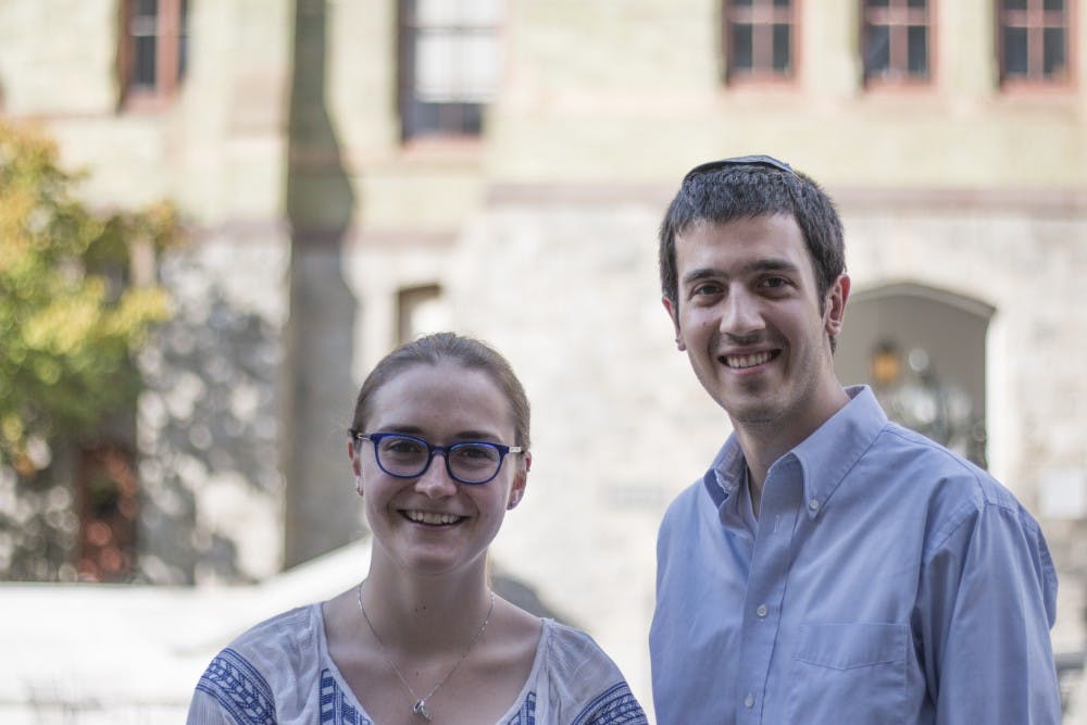 Penn Benjamins founder Emily Derecktor (left) and organizer Ben Bolnick (right), both College seniors.