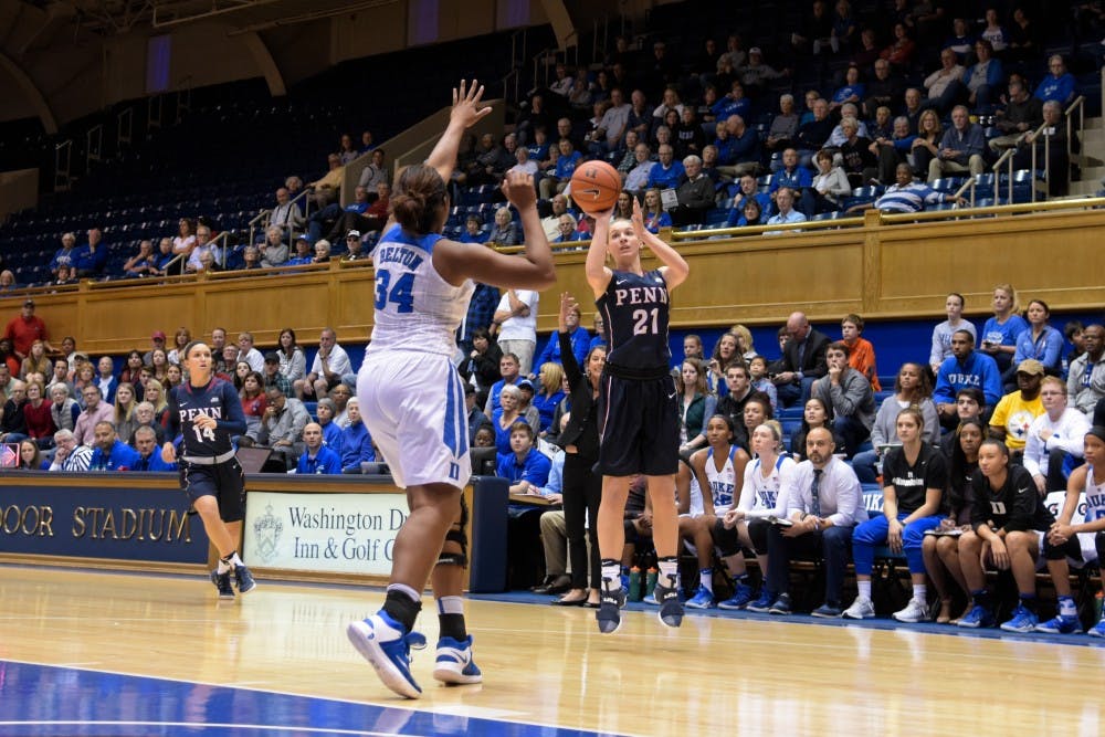 Junior guard Lauren Whitlatch's career-high 24 points helped propel Penn women's basketball past Rhode Island, 75-43, on Friday.