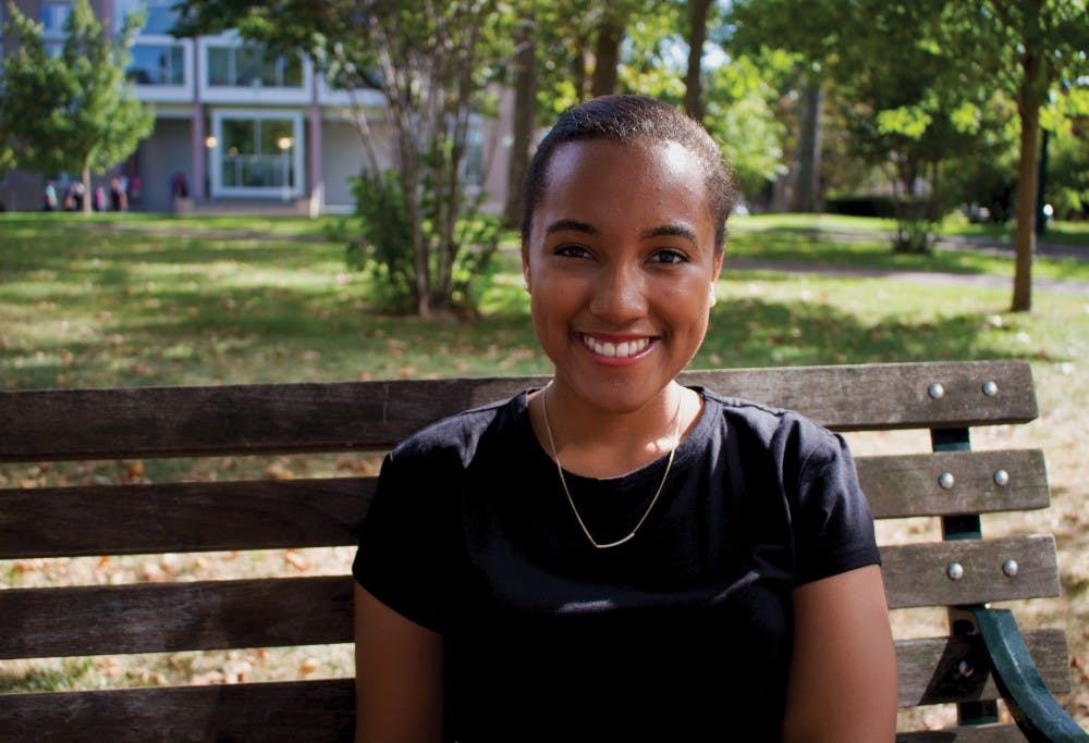 After being awarded the National Youth of the Year award by the Boys & Girls Clubs of America last fall, College sophomore Whitney Stewart got to attend the Rio de Janeiro Olympics this summer.  Portrait of girl and pics of her at Olympics.