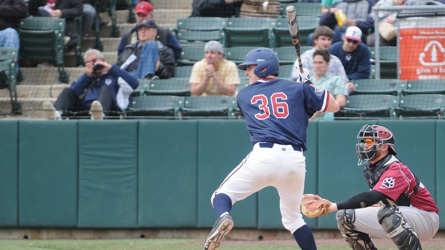 Baseball victory against Lafayette, final score 3-0. Connor Cuff pitching.