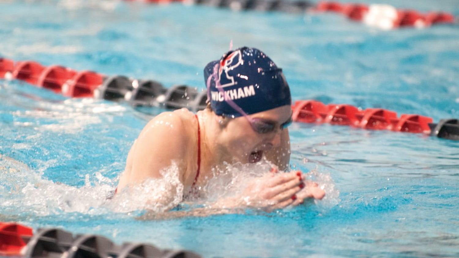 Junior Haley Wickham helped lead Penn women's swimming to victory in the 200-yard medley relay and finished first in the 200 breast.