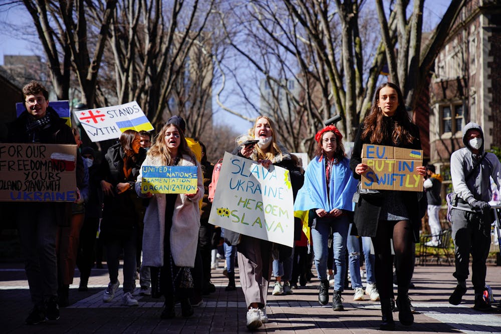 In Photos: Penn and Drexel Communities March in Solidarity with the Ukrainian People