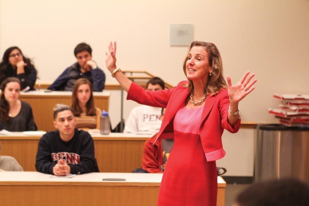 On Tuesday, Democratic candidate for the United States Senate Katie McGinty addressed an audience of students at Penn. | Courtesy of Penn Democrats