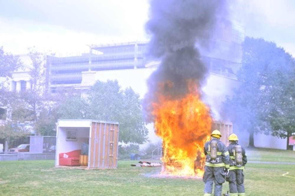 	On Friday,  the University of Pennsylvania’s Divison of Public Safety and the Philadelphia Fire Department held a Campus Fire Safety and Emergency Preparedness Day, which included a safety fair and a side-by-side Burn/Sprinkler demonstration. 