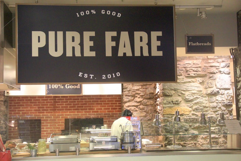 Houston Market welcomes Pure Fare, an all-vegan eatery that accepts dining dollars. Pure Fare replaces Einstein Bagels, which closed in the summer of 2014.