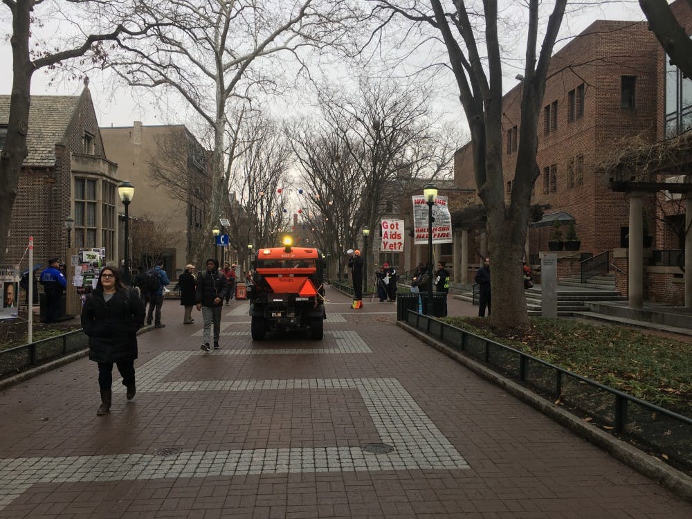 The red FRES vehicle, pictured here, was allegedly used to drown out controversial Christian preachers, who have spewed bigoted rhetoric on campus twice before.&nbsp;
