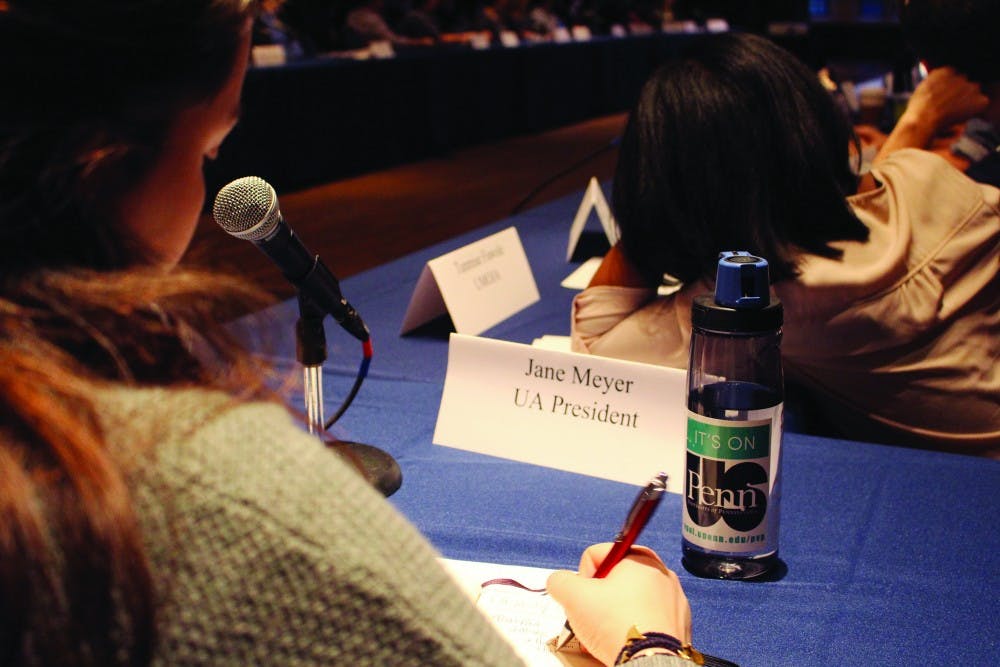 Jane&nbsp;Meyer&nbsp;attends a University Council meeting on Wednesday.