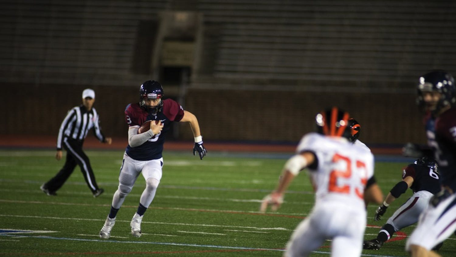 Senior quarterback and captain Mike McCurdy plays a huge role for Penn sprint football, but his commitment to singing hasn't wavered. 