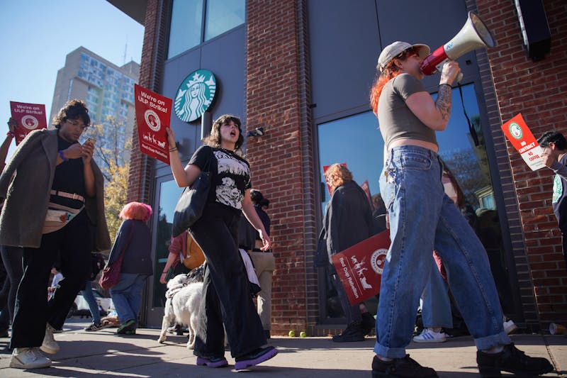 Workers at 39th and Walnut streets Starbucks protest alleged labor law violations in national walkout