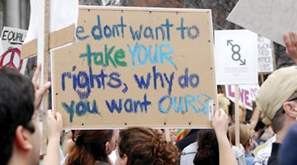 Proposition 8 protestors rally for rights outside City Hall