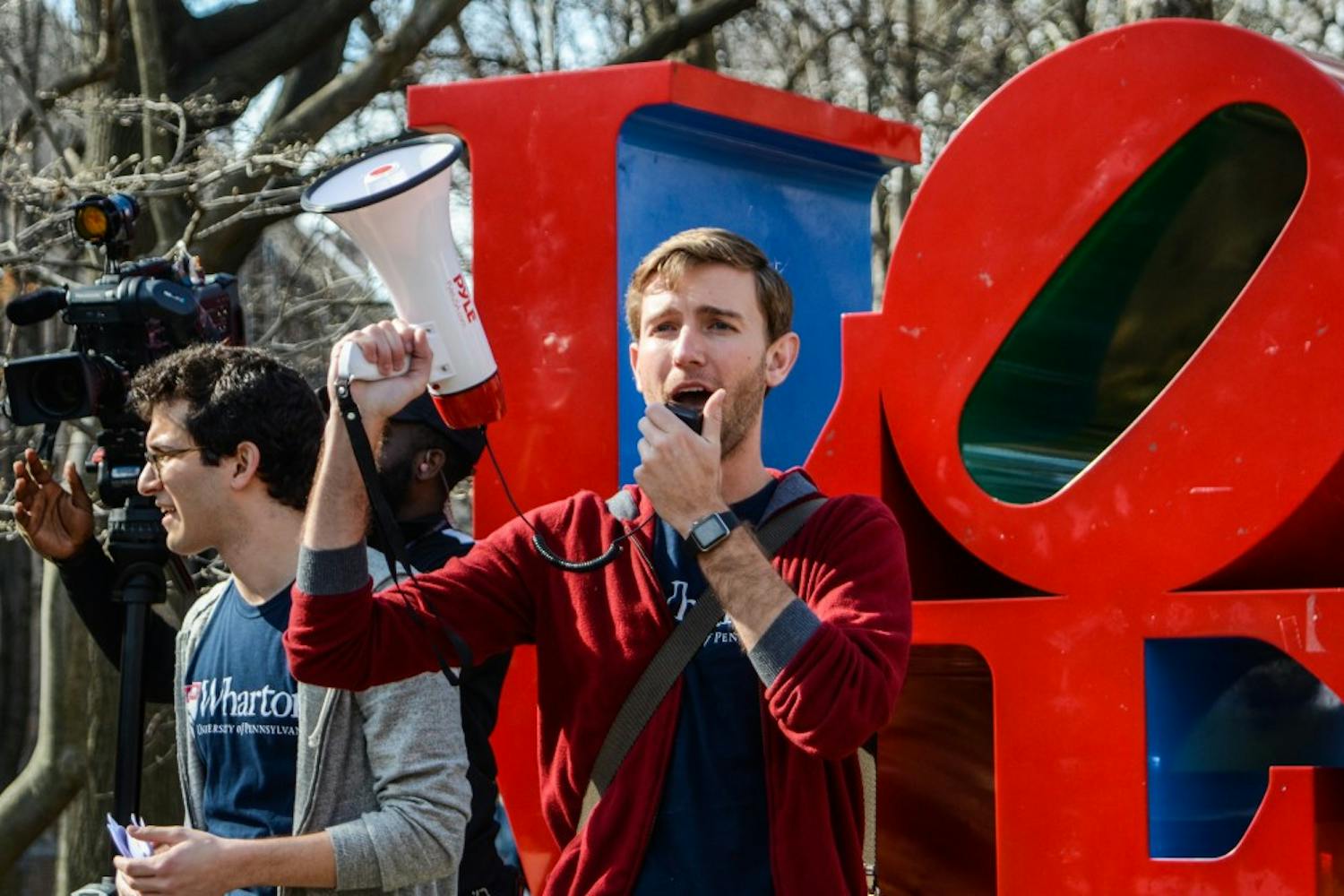 Nearly 150 Penn undergraduate and graduate students marched from Locust Walk to Senator Pat Toomey's office to deliver a letter bringing to light their concerns regarding President Trump's immigration ban.