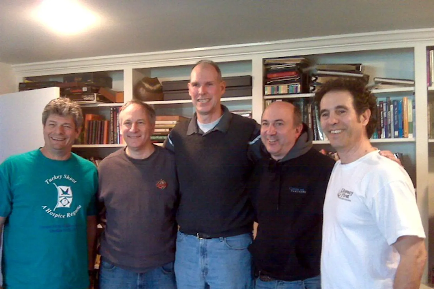 (From left) Bob Astrove, Rick Talisman, Matt White, Jon Talisman and David Trebach gather at Rick's Carderock, Md. home. The group grew up together as childhood friends and remained so throughout White's life.
