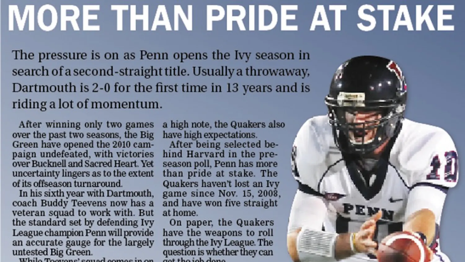 Graphic preview of Penn football vs. Dartmouth