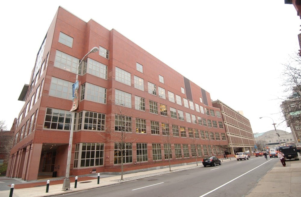 Roy Vagelos Laboratories with Chemistry Building attached.12mm lens