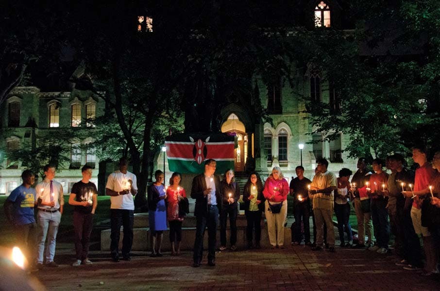 Penn and Drexel students hold vigil on College Green in remembrance of victims of Kenya mall shooting