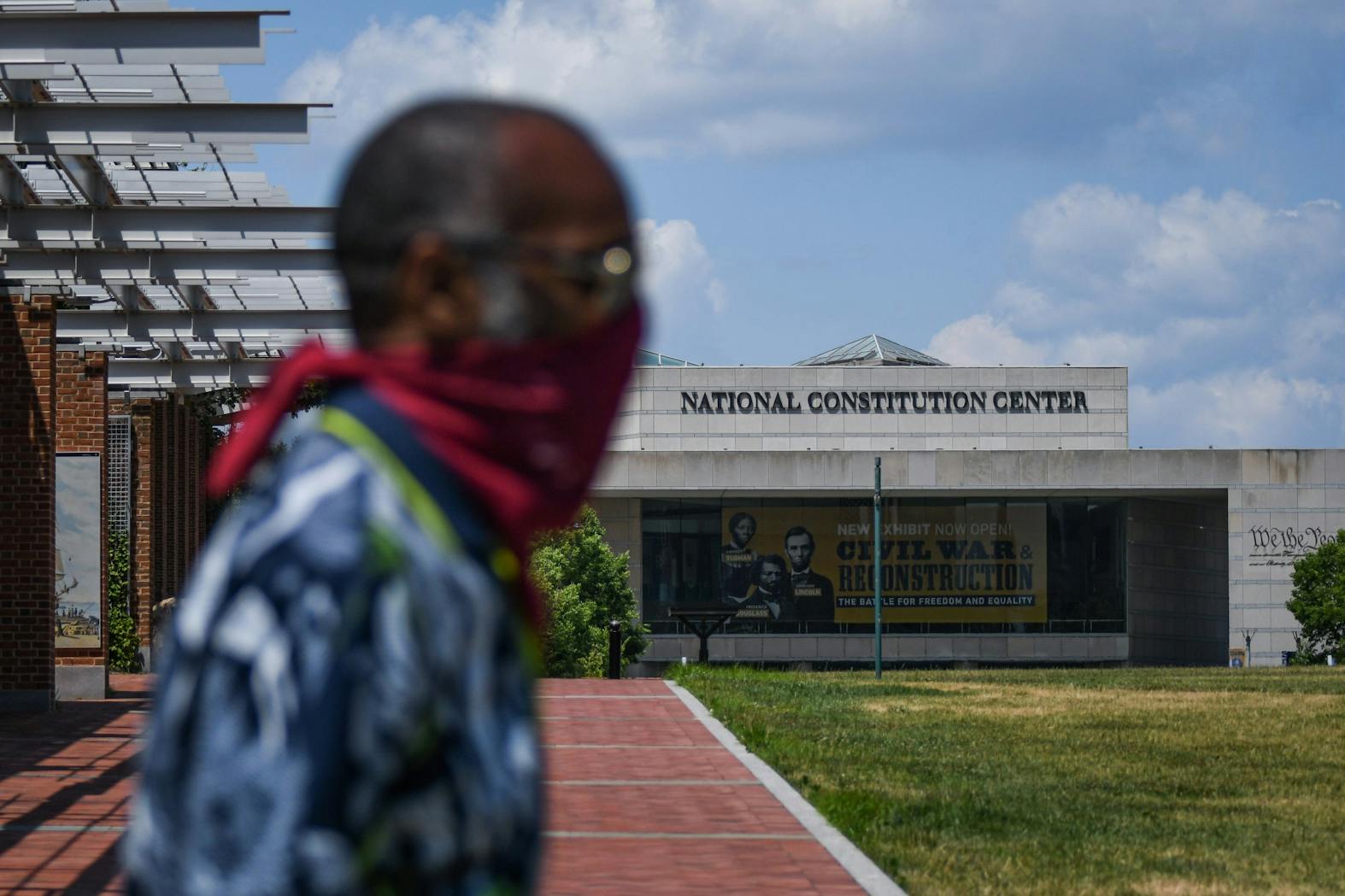 Philadelphia Independence Day 4th of July 2020 National Constitution Center Slavery and Reconstruction Civil War Sign.jpg