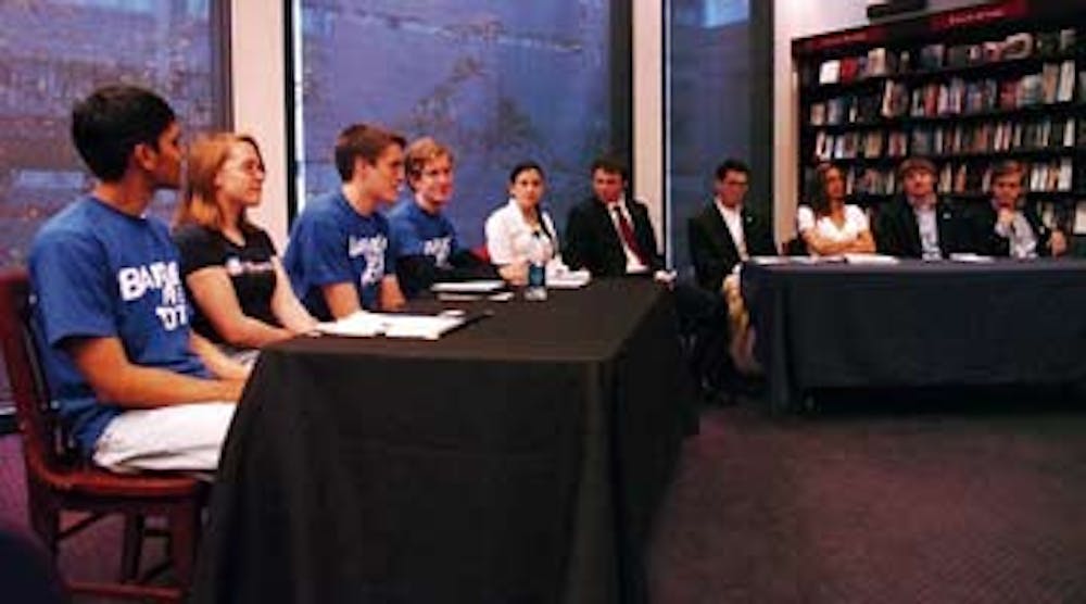 In debate, students largely stick to the party lines