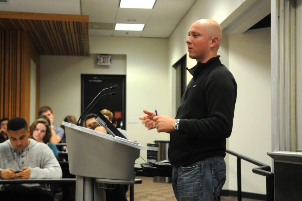 Adam Parkhomenko, the Director for Grassroots Engagements at Hillary for America, spoke Tuesday night at an event organized by Penn Democrats, the Government and Politics Association and Penn for Hillary.