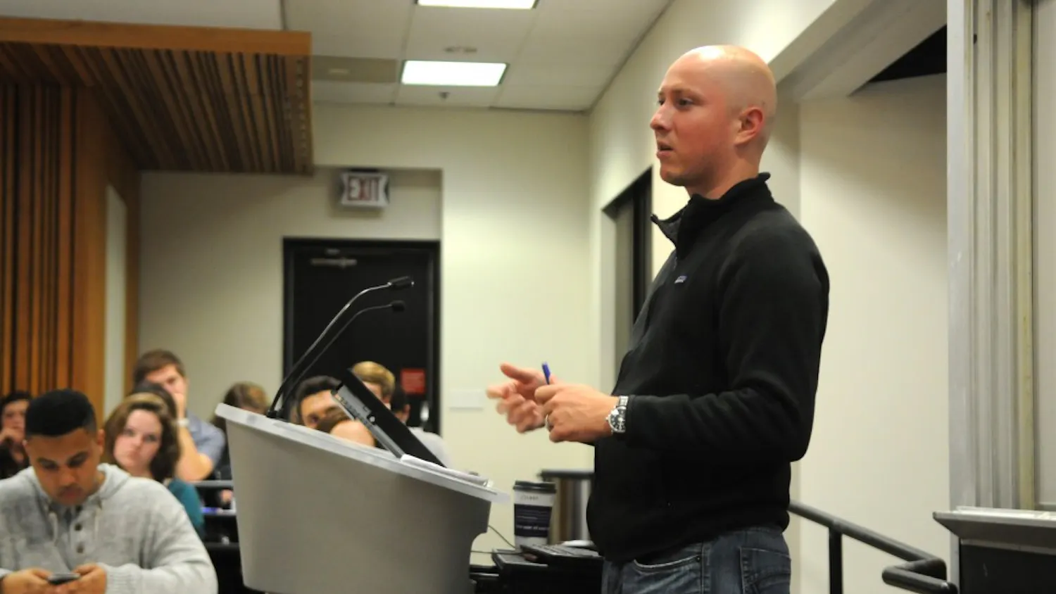 Adam Parkhomenko, the Director for Grassroots Engagements at Hillary for America, spoke Tuesday night at an event organized by Penn Democrats, the Government and Politics Association and Penn for Hillary.