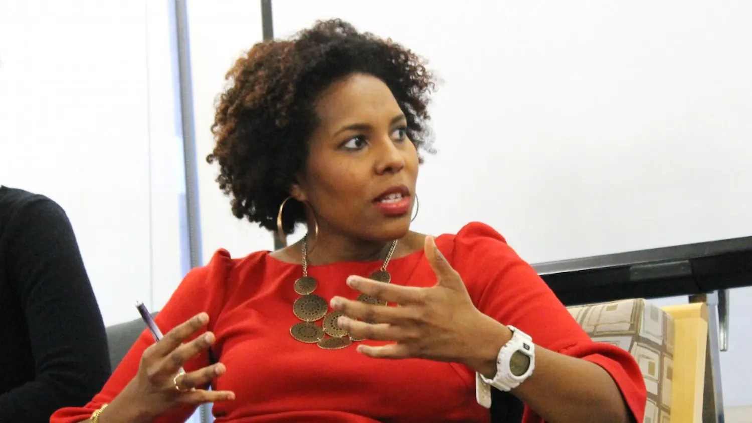 Penn professor Salamishah Tillet spoke at a panel discussion about racial relations on Tuesday.