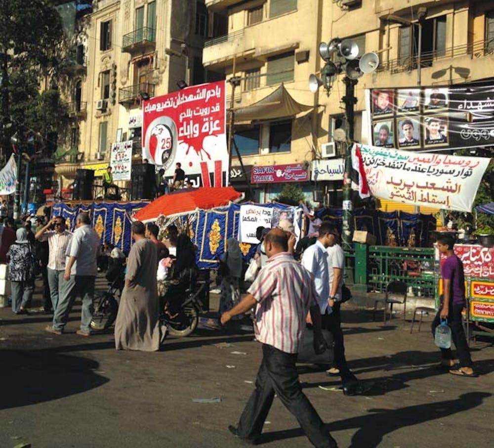 	Protesters in Tahrir Square have continuously demonstrated since the ousting of former president Husni Mubarak in January 2011. The protests have not ceased with the military’s removal of former president Mohamed Morsi. 