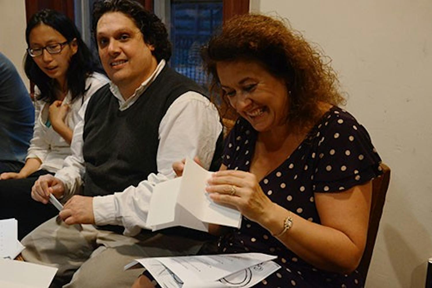 On Wednesday night, the Kelly Writer's House hosted a Bookbinding Workshop lead by Henry Steinberg,a 2013 College graduate. Participants learned the art of bookingbinding from Steinberg and his "No Good Guide to Basic Bookbinding" and left with four handmade books.