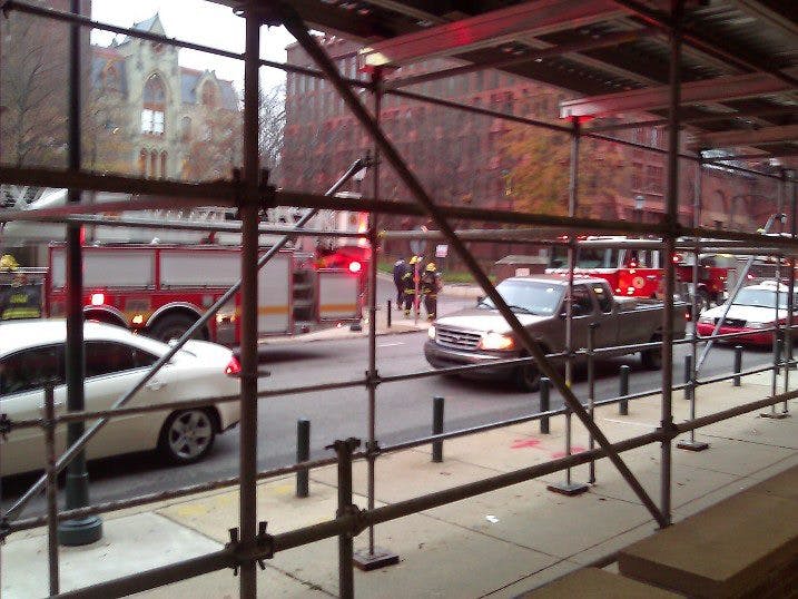 	Fire crews responded to the reports of smoke at Irvine Auditorium on Monday afternoon. 