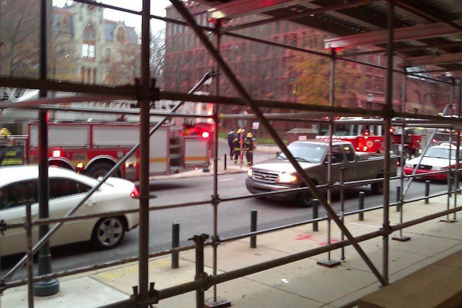 Fire crews responded to the reports of smoke at Irvine Auditorium on Monday afternoon.