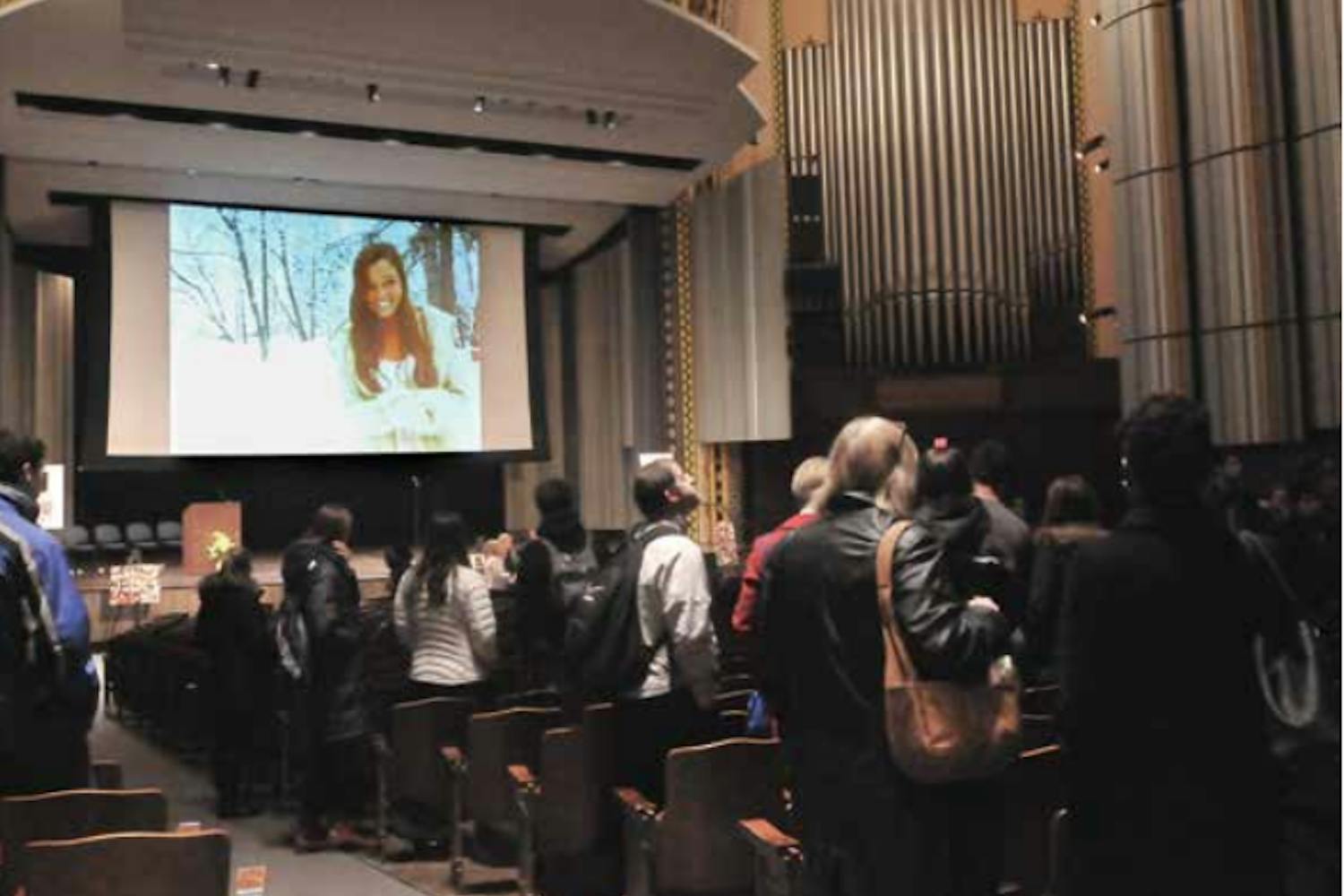 Family and friends gathered in Irvine Auditorium on Sunday night to remember Madison Holleran.