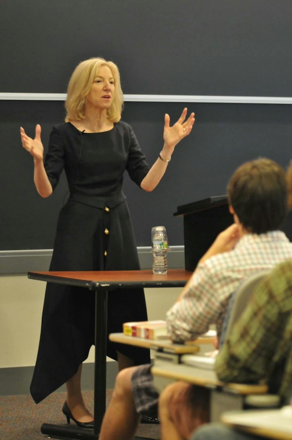 Amy Gutmann speaks to the students of the new Integrated Studies Program