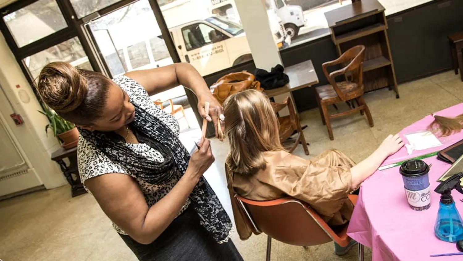Every year, the Penn Newan Center holds a Locks of Love Hair drive. Lots of students get involved, and this year the hair stylist from Mockingbird Salon provided the hair cuts.