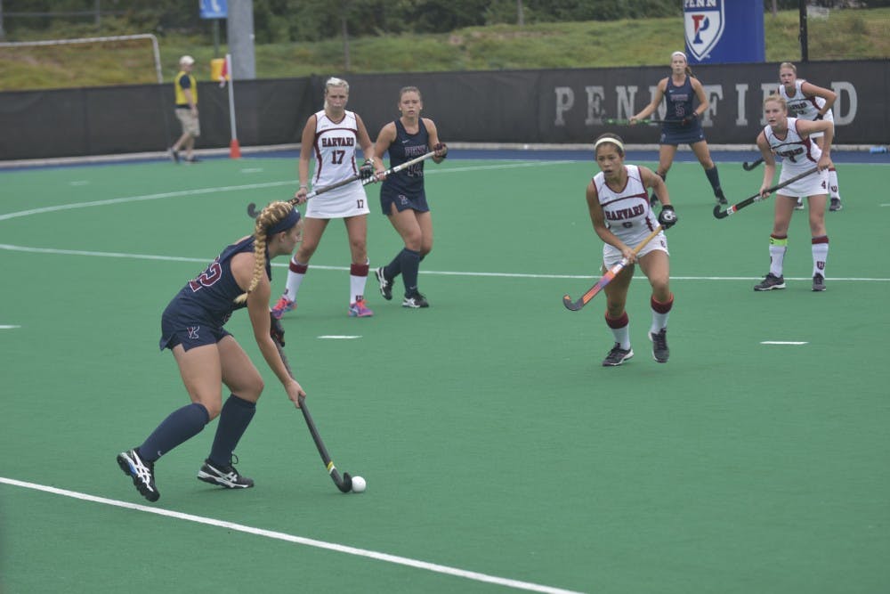 Penn Field Hockey lost to Harvard 3-2 on Sunday afternoon. Although the team was down 0-2 at the end of the first half, they came back to tie up the game, before ultimately losing in a double overtime.