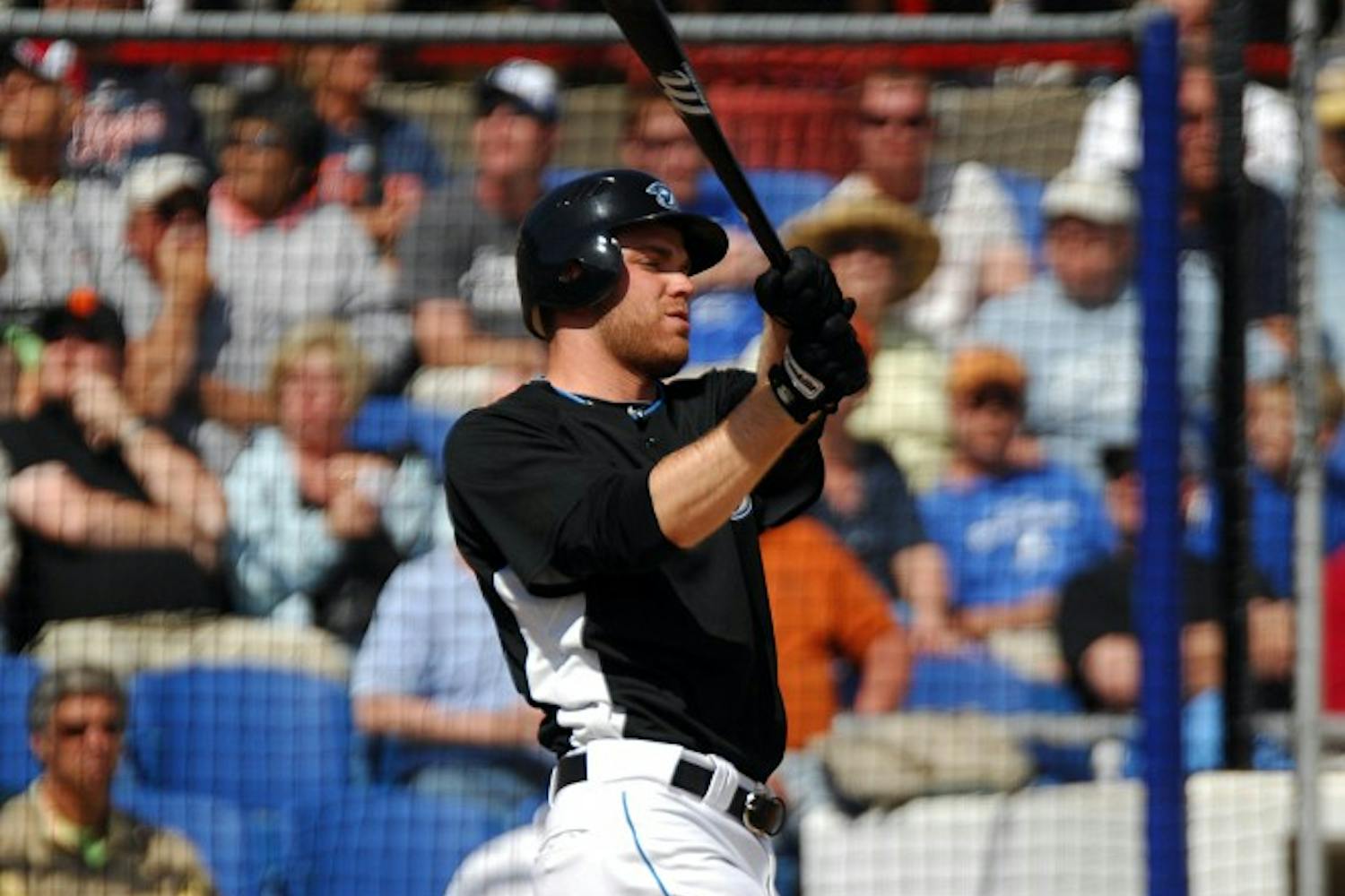 Chris Lubanski strokes a home run while playing for the Toronto Blue Jays during Spring Training in 2010. Lubanski was assigned to the AAA Las Vegas 51s and was named to the AAA All-Star Game before he tore his oblique. One year later, he was out of baseball.