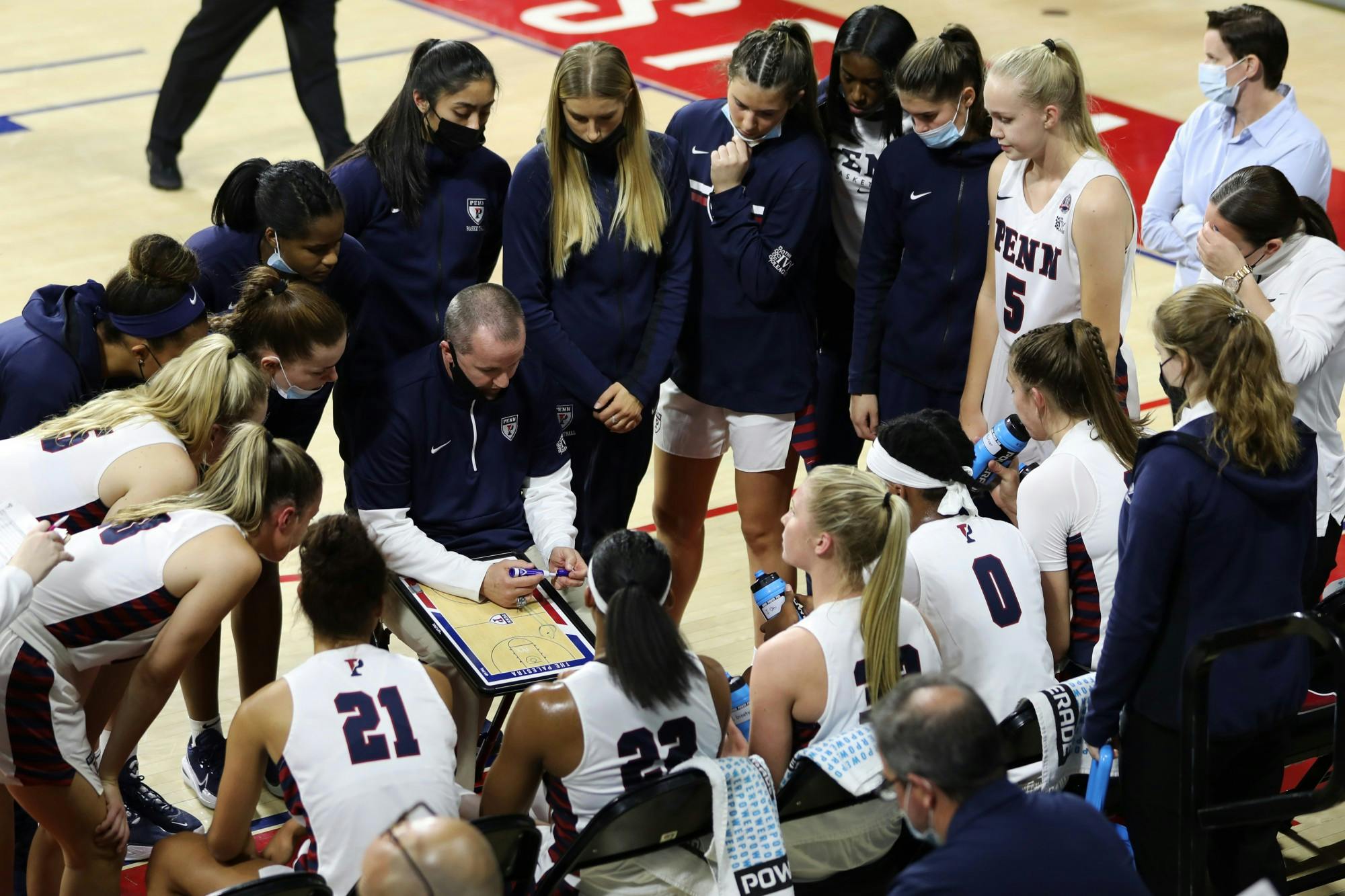 11-16-21 WBB versus Kings Head Coach with Team (Isabella Cossu).jpg