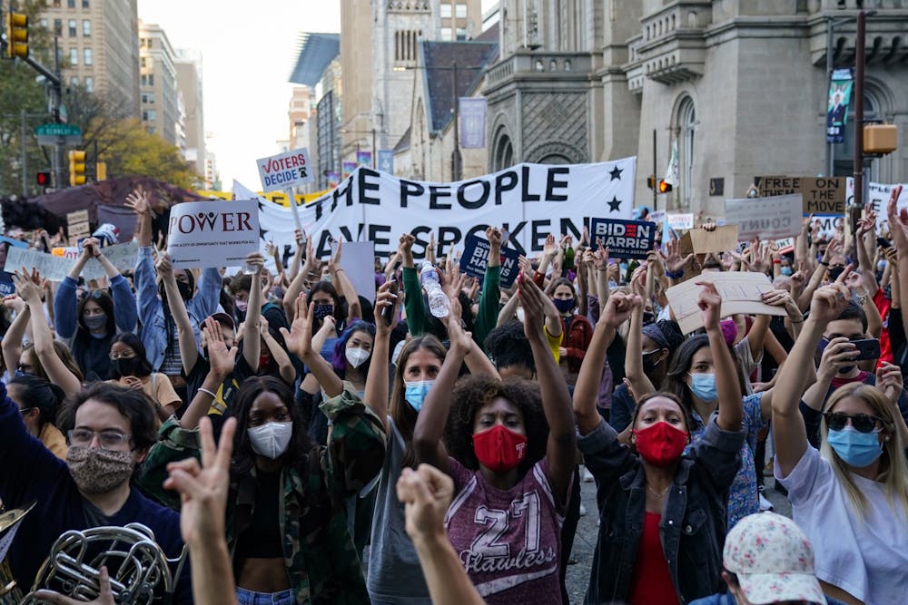 joe-biden-victory-celebrations-philadelphia-city-hall-temple-students-november-7-2016