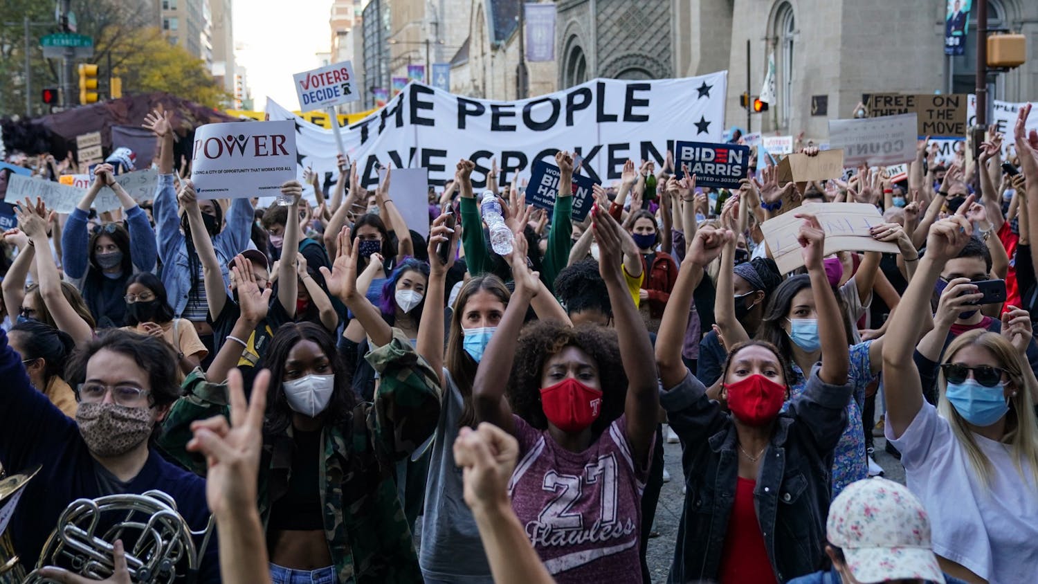 Joe Biden Victory Celebrations Philadelphia City Hall Temple Students November 7 2016.jpg