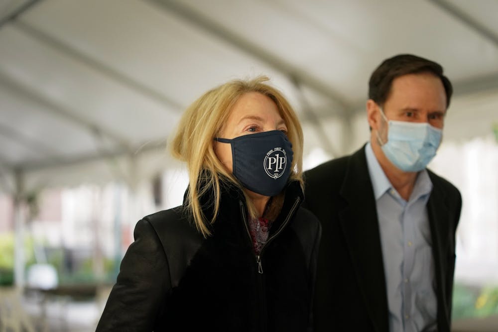 Election Day 2020 Houston Hall Bodek Lounge Polling Place President Amy Gutmann Pfp Michael Doyle Jpg The Daily Pennsylvanian