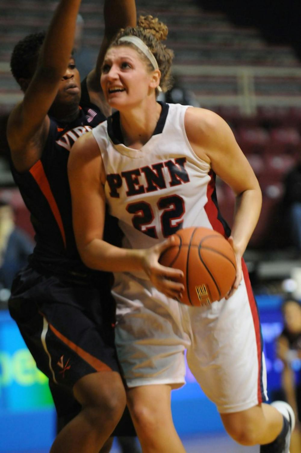 	Penn nearly pulled off an upset against ACC powerhouse Virginia Monday night. Sophomore Kara Bonenberger had 14 points in the 68-65 loss.