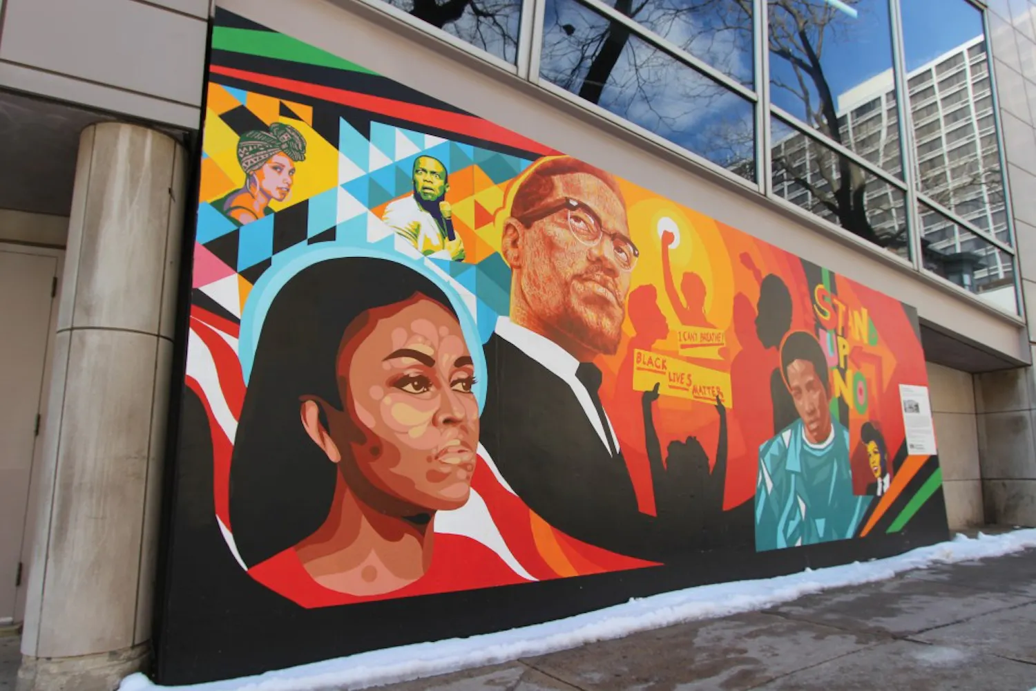 The new mural on 36th and Samson streets displays messages that reflect the voices of Philadelphia high school students, including a painting of a "Black Lives Matter" sign.