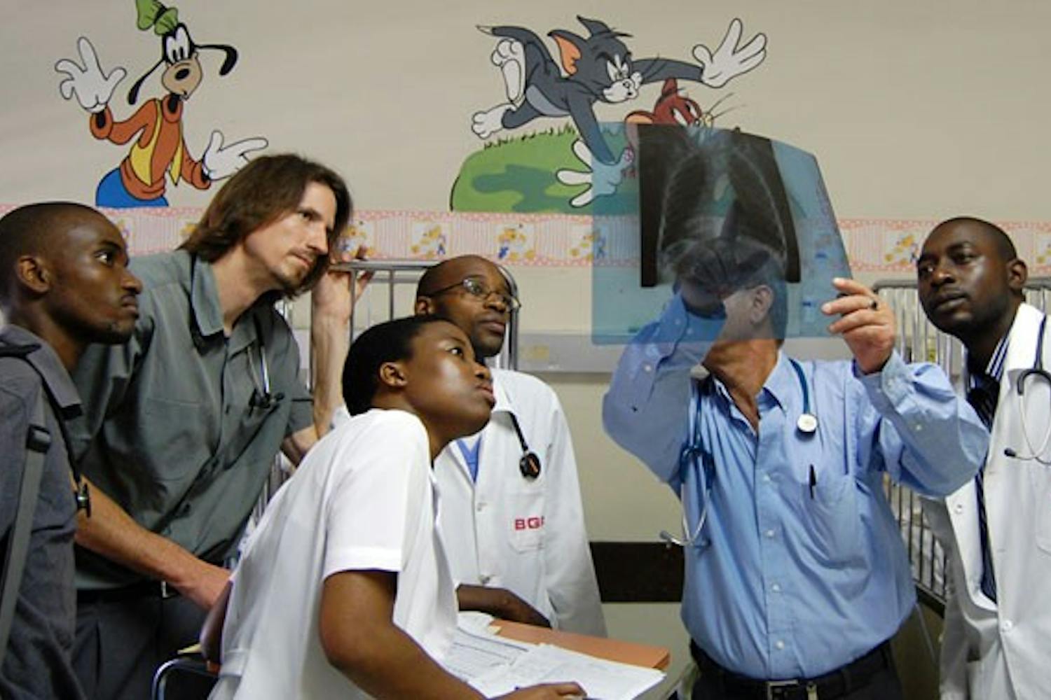 A group of health providers reviewed how to spot TB in a chest x-ray as part of the Botswana-UPenn Partnership.