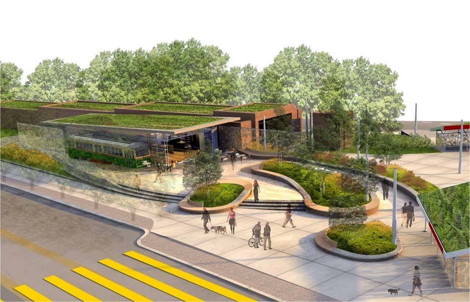 	The SEPTA trolley station at 40th Street — near Woodland and Baltimore avenues — will be getting vegetation and a cafe as part of a $3 million project by University City District. The plan will turn 7,000 square feet of the station’s current 16,000 square feet of concrete into green space. It will be completed in two phases.
