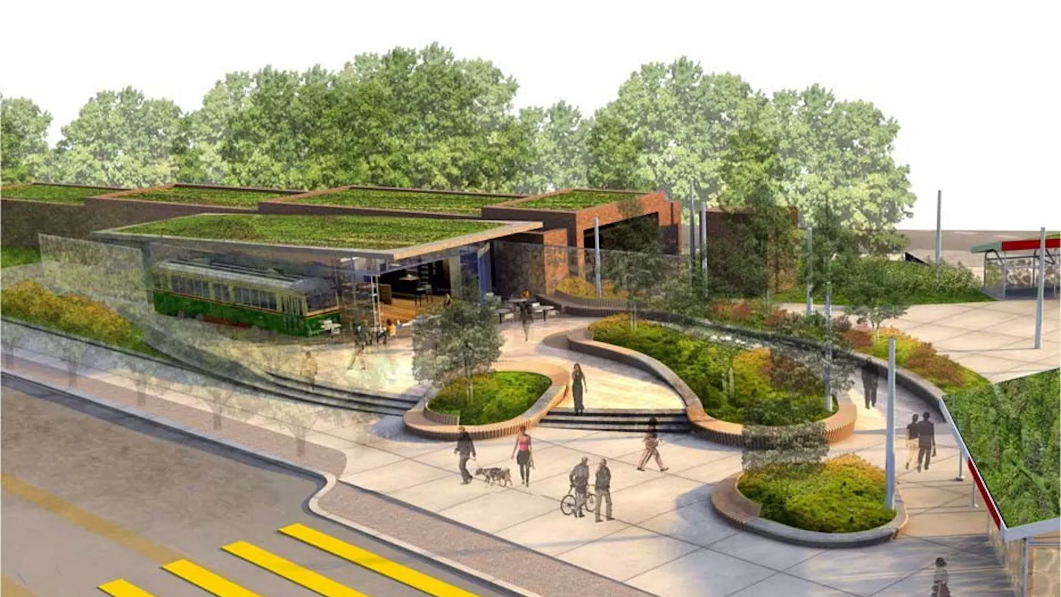 The SEPTA trolley station at 40th Street — near Woodland and Baltimore avenues — will be getting vegetation and a cafe as part of a $3 million project by University City District. The plan will turn 7,000 square feet of the station’s current 16,000 square feet of concrete into green space. It will be completed in two phases.