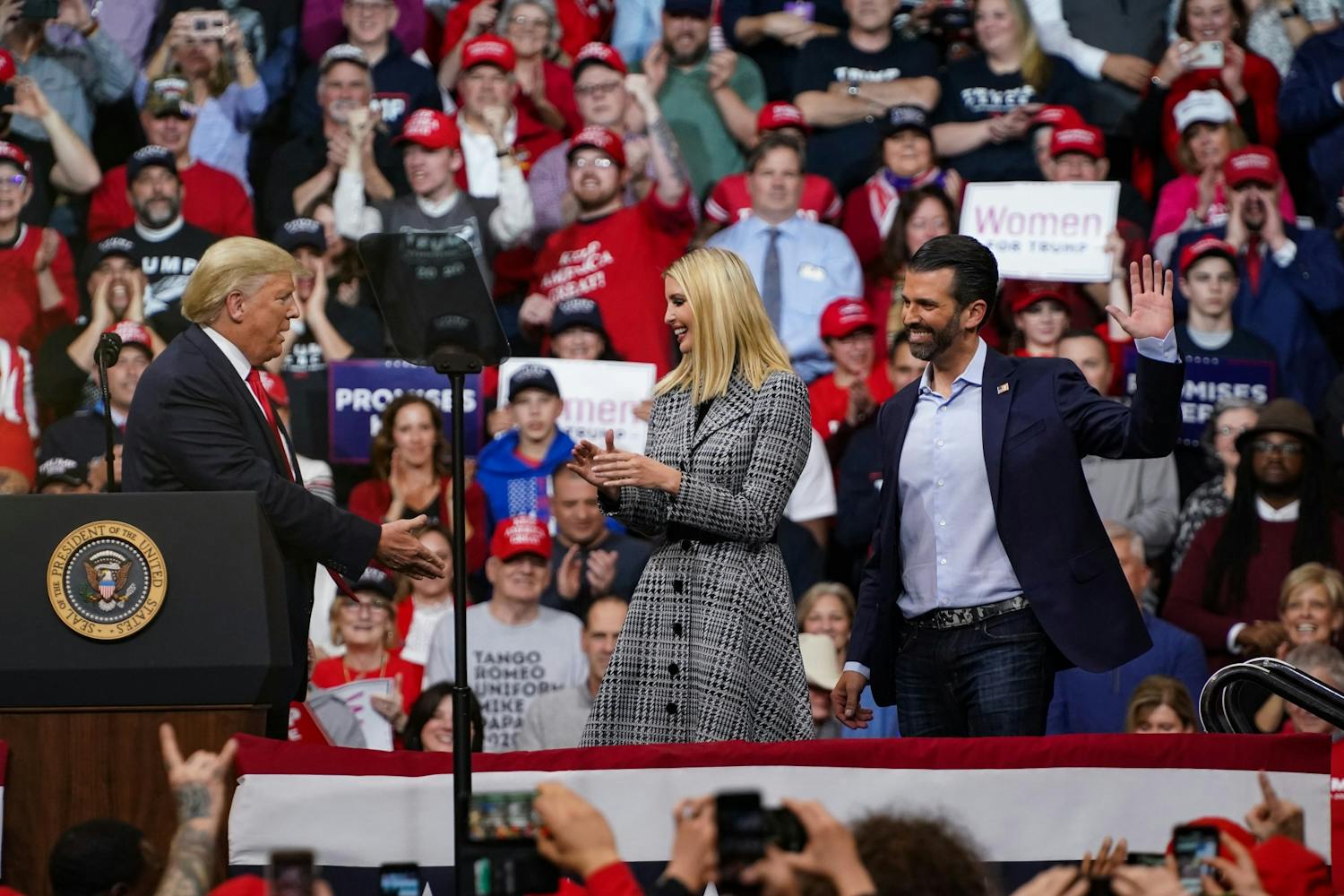 President Donald Trump Ivanka Don Jr. New Hampshire Primary Rally 2.jpg