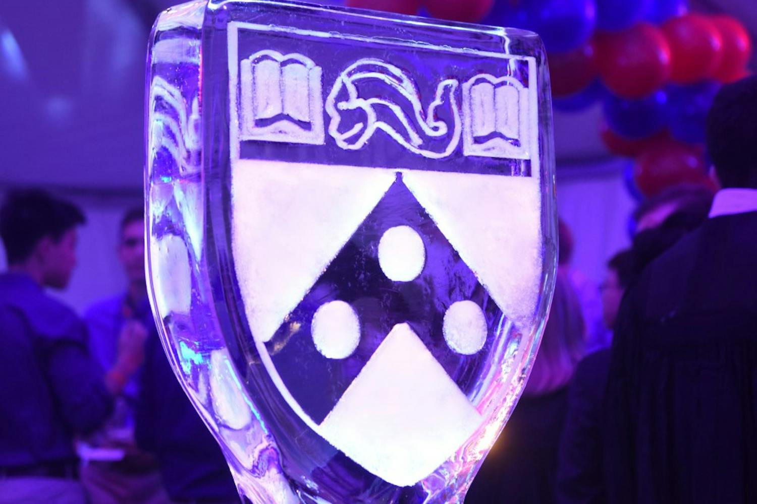 Penn logo ice sculpture