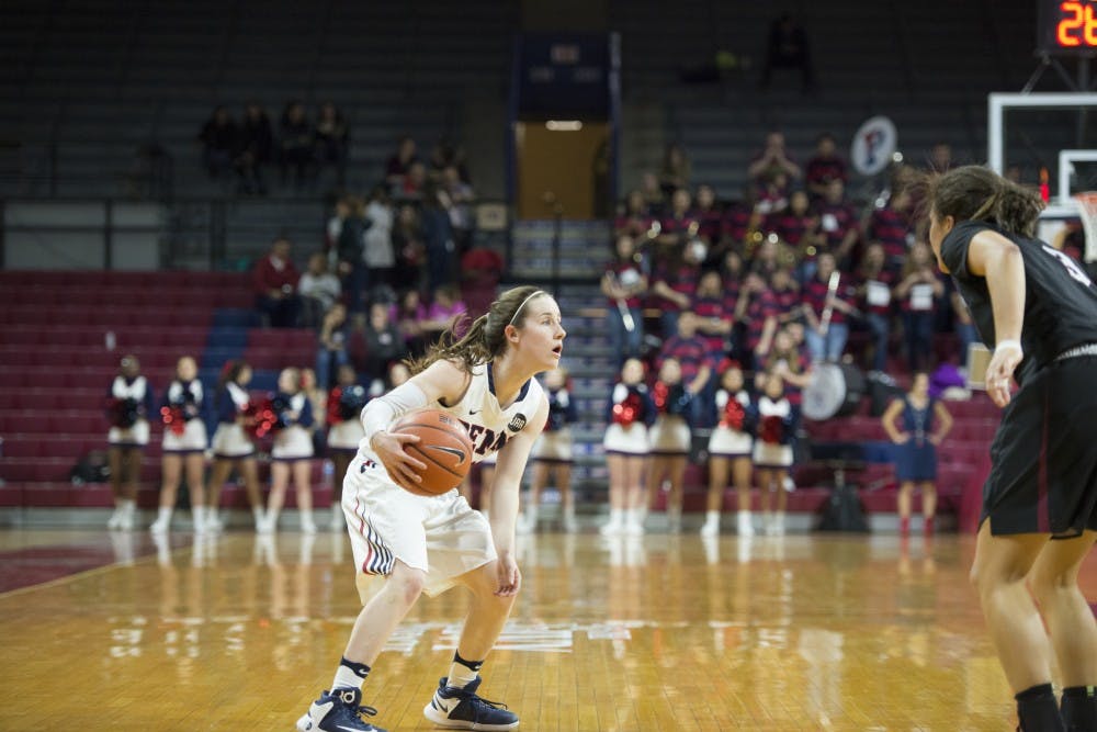 After being honored during Penn women's basketball's Senior Night celebration, point guard Kasey Chambers was all business on the floor during the Quakers' win over Columbia, scoring 11 points.