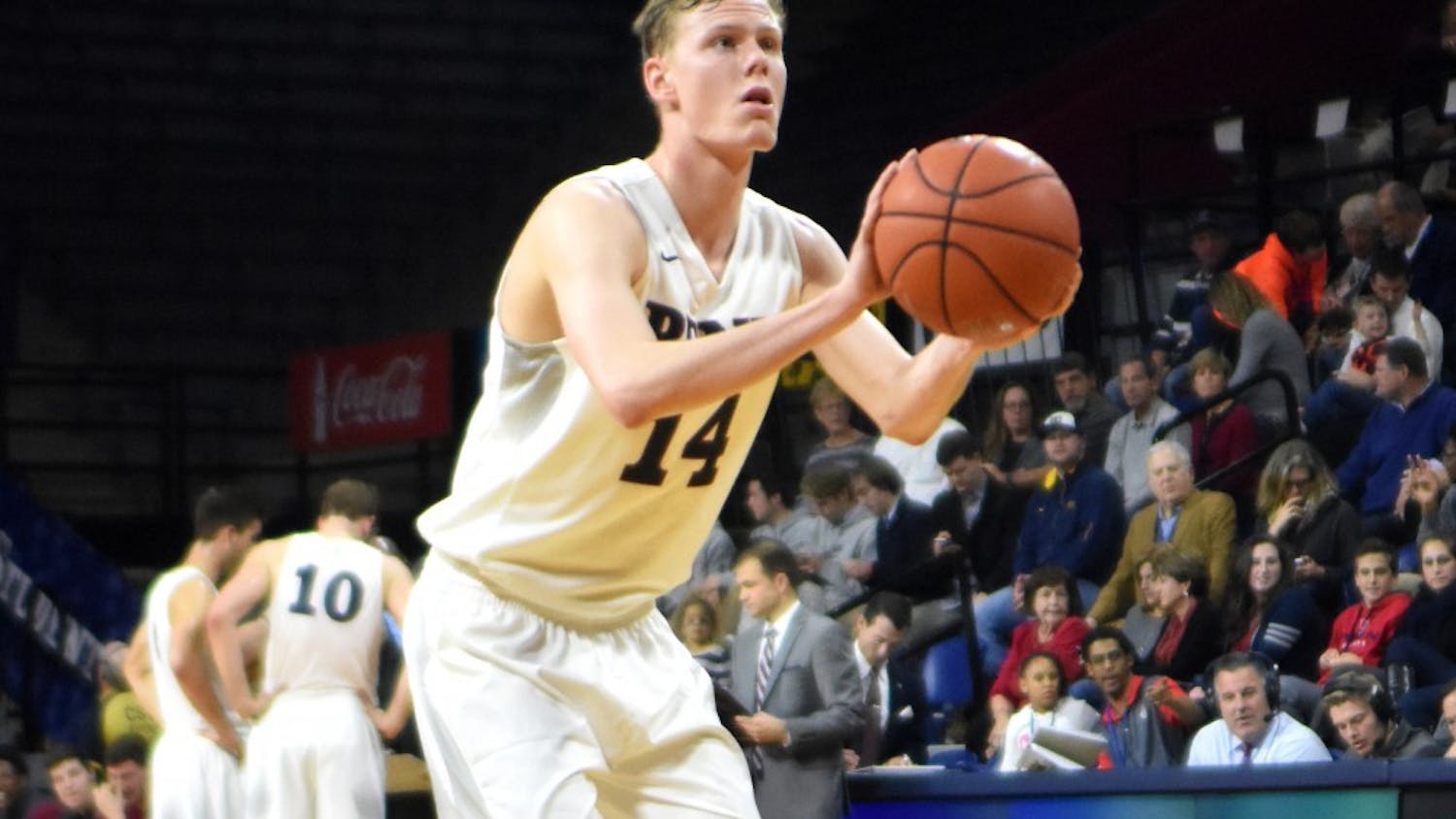 Sophomore forward Sam Jones stepped up against Robert Morris, leading the Quakers with 21 points.