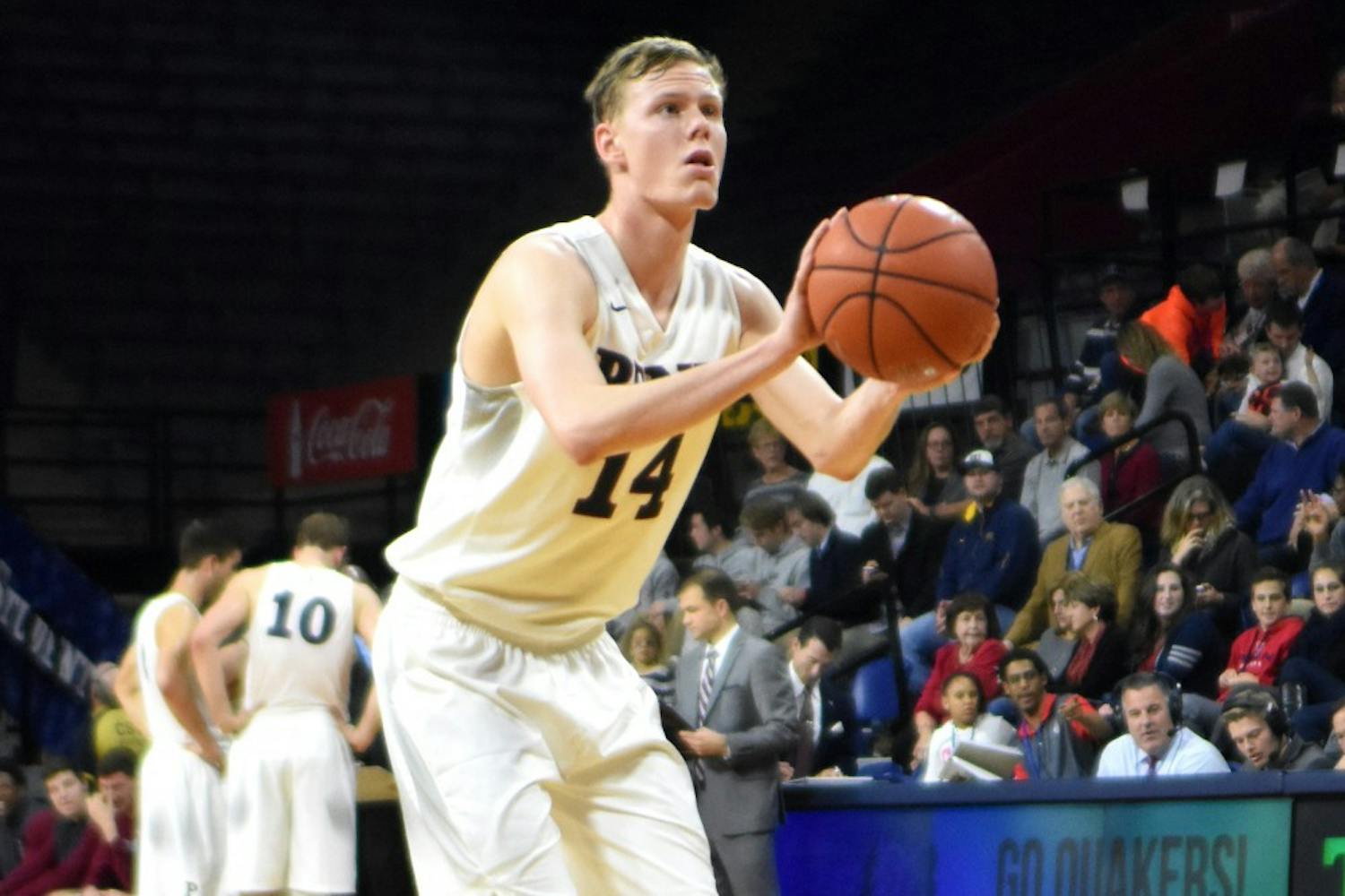 Sophomore forward Sam Jones stepped up against Robert Morris, leading the Quakers with 21 points.