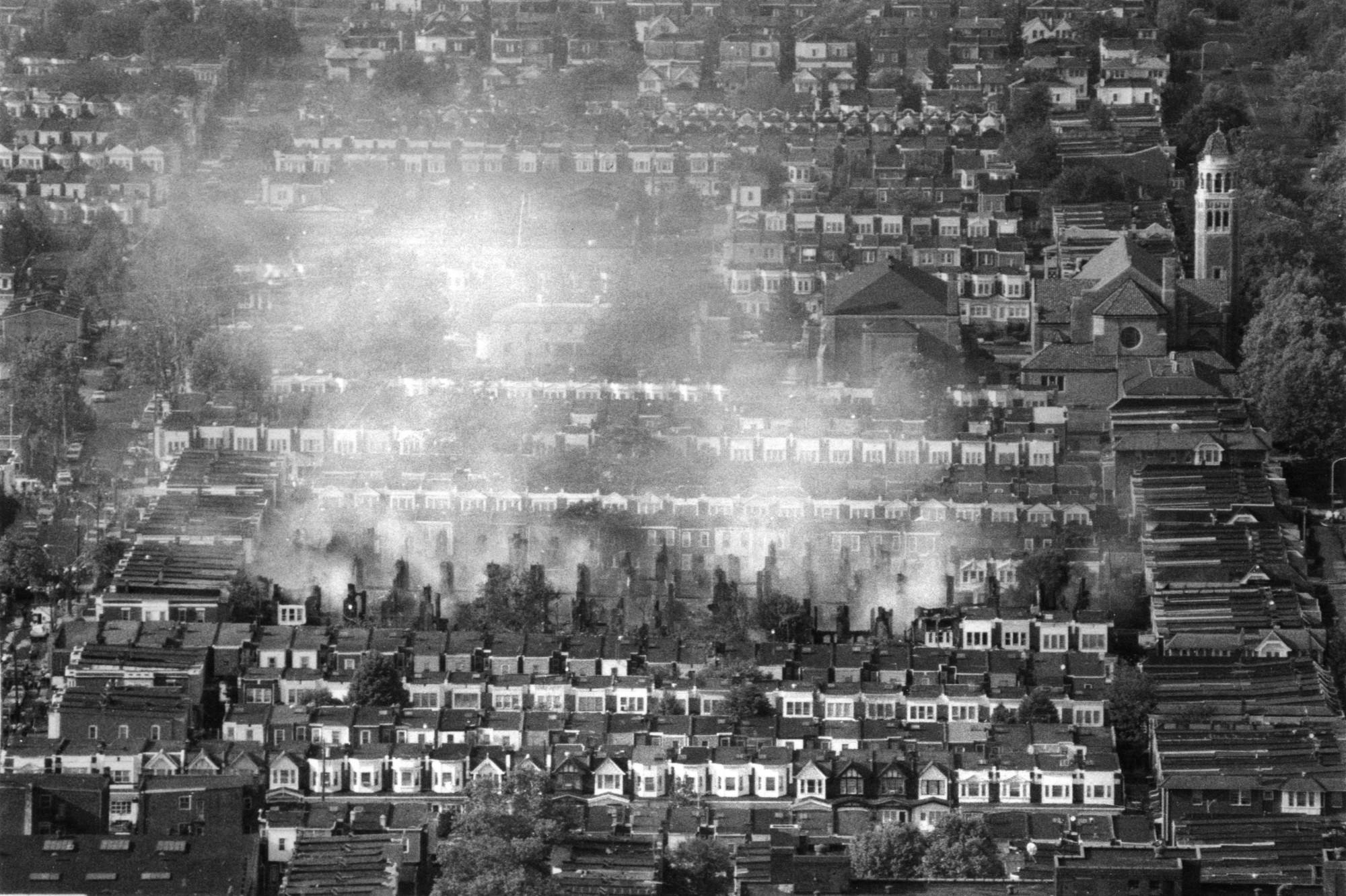 MOVE Bombing 1985 Aerial Shot Penn Archives