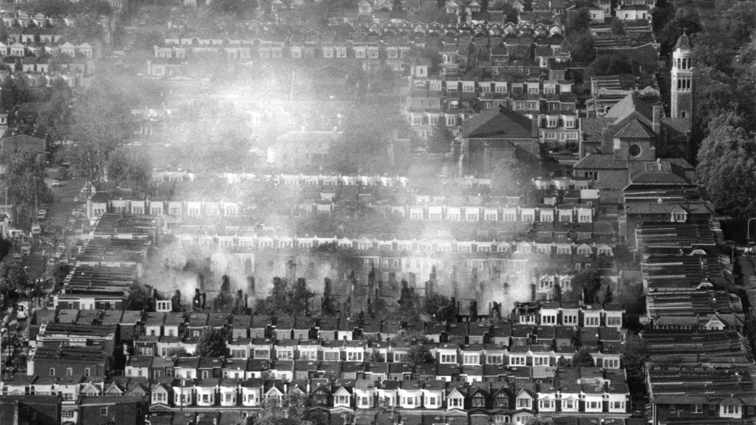 MOVE Bombing 1985 Aerial Shot Penn Archives