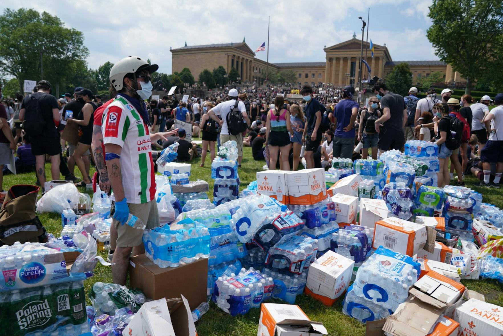 Water and Supplies at Philadelphia George Floyd Protest Eighth Day.jpg
